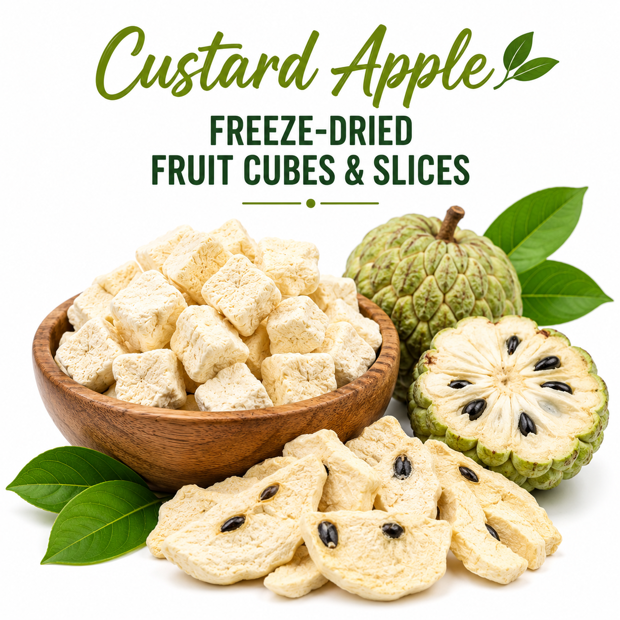 Custard Apple — Freeze-Dried Fruit Cubes & Slices