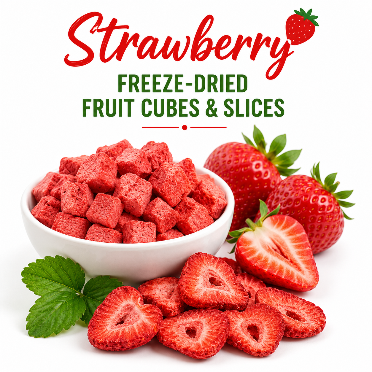 Strawberry — Freeze-Dried Fruit Cubes & Slices